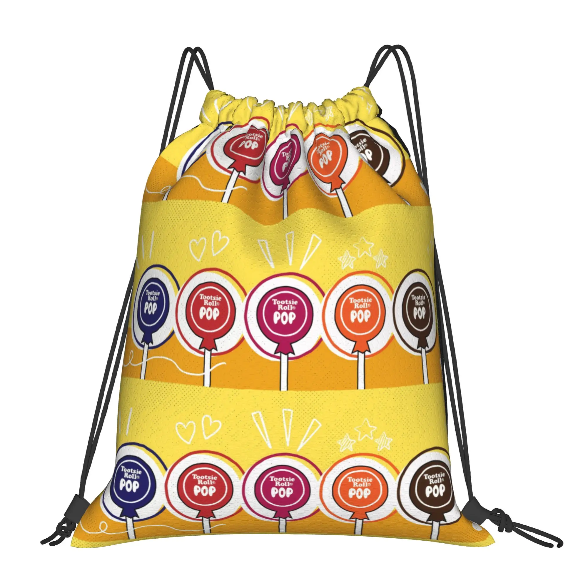 tTootsie Pops Retro Colorful Lollipop Portable Travel Riding Gym Drawstring Storage Sporty Backpacks