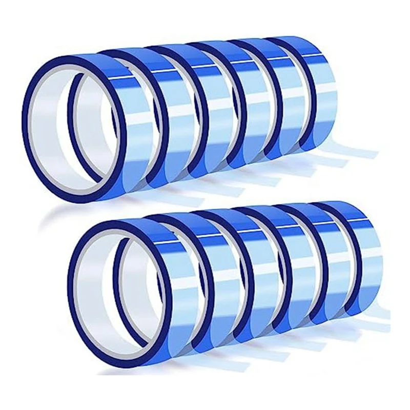 12 Rolls 0.8 Inch X 100 Inch Blue Blue Thermal Tape Stability For Sublimation High Temperature Tape Thermal Heat Resistant Tape