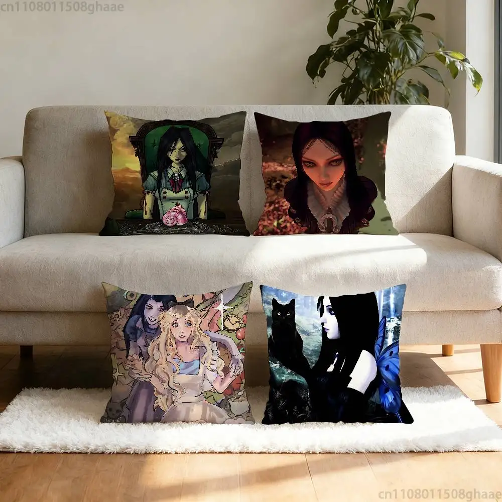 A-Alice Madness Returns наволочка квадратный двусторонний принт короткий плюшевый чехол для диванной подушки для спальни прикроватная подушка