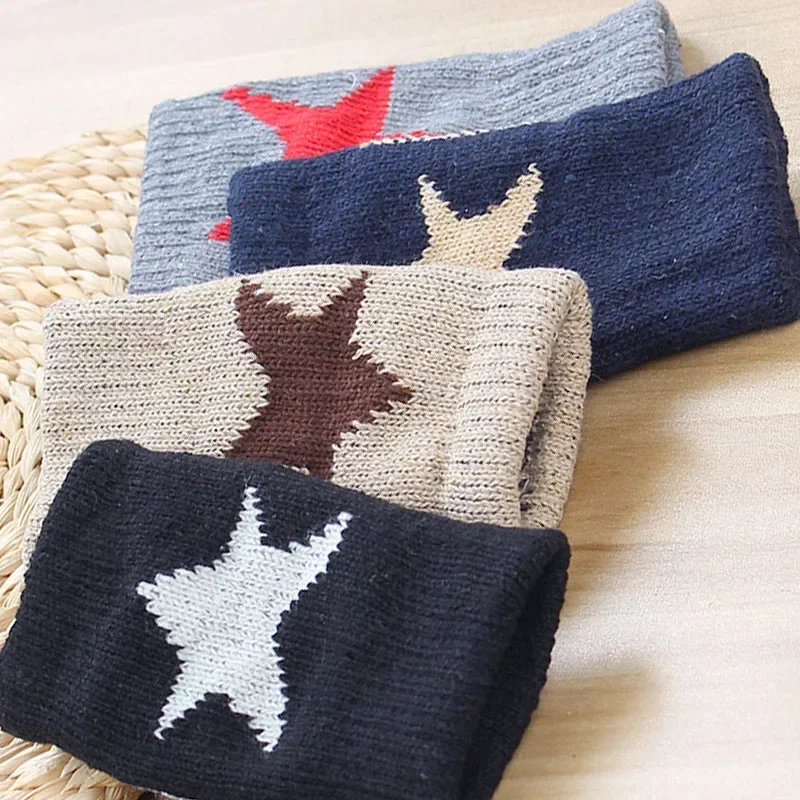

Y2K Women's Autumn Winter Knitted Woolen Gloves Ins Fashion Men's Half Finger Warm Five Pointed Star Fingerless Gloves Unisex