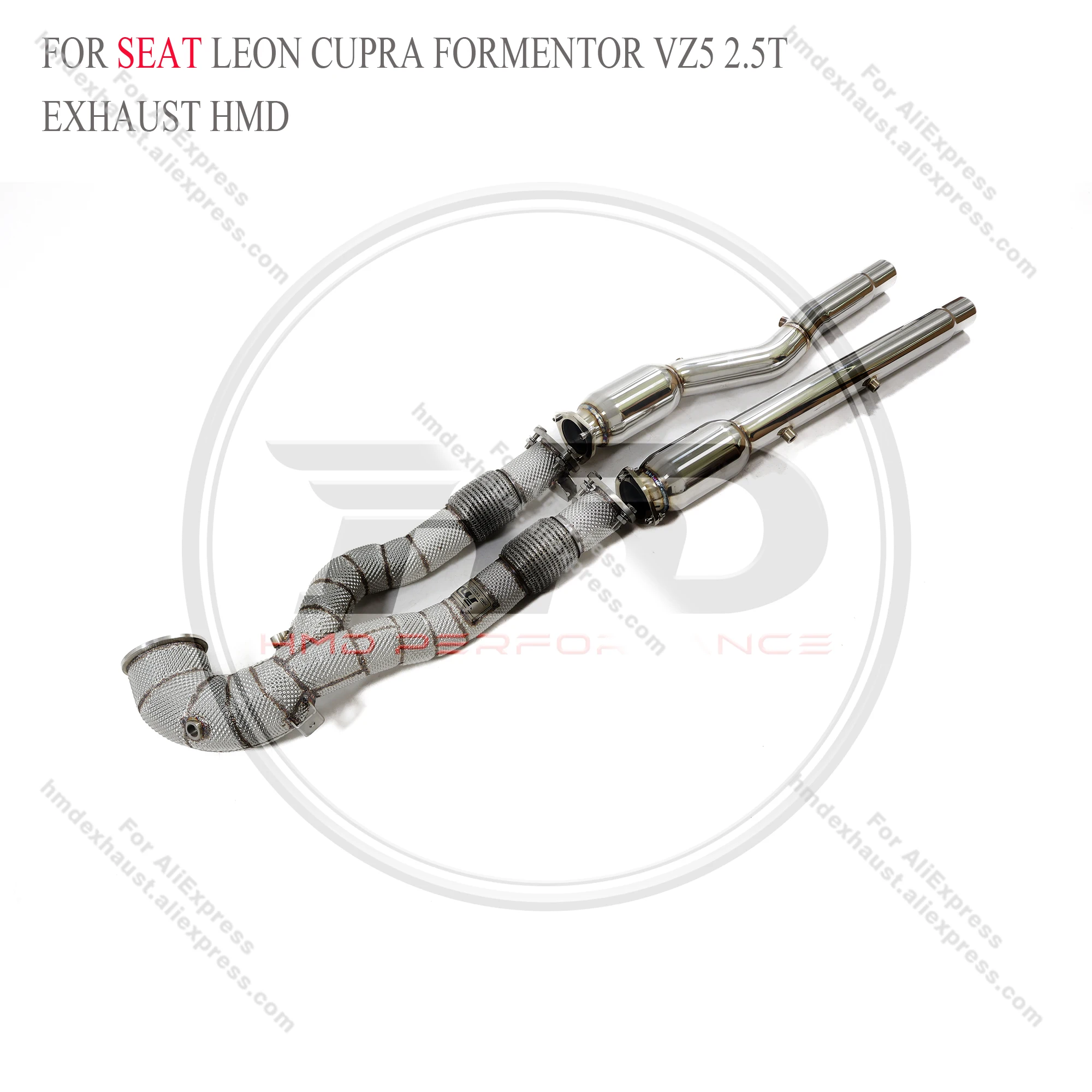 HMD Exhaust System High Flow Performance Downpipe Resonant tube for SEAT Leon Cupra Formentor VZ5 2.5T Downpipe With Heat Shield