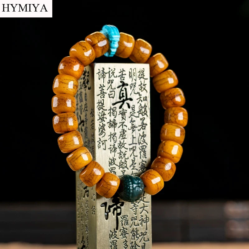 Handcrafted Turquoise Yakbone Beads Bracelet Tibetan Buddha Bracelet Buddhist Wrist Mala