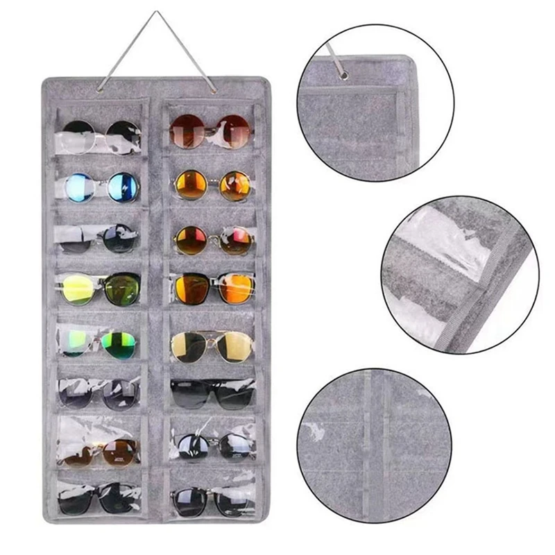 Glasses Organizer Sunglasses Organizer Eyeglasses Display Wall Mount Organizer Grey