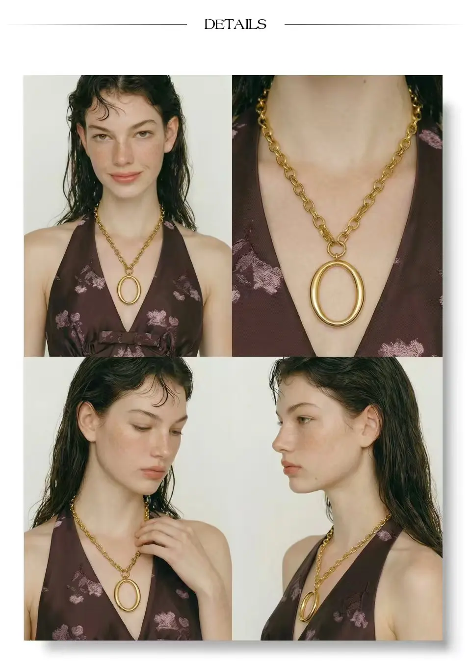 Yhpup Edelstahl-Halskette mit rundem, hohlem, geometrischem Anhänger, Gold-Platin-PVD-beschichtet, stilvoller, unverwechselbarer Schmuck, wasserdicht – Detail 5
