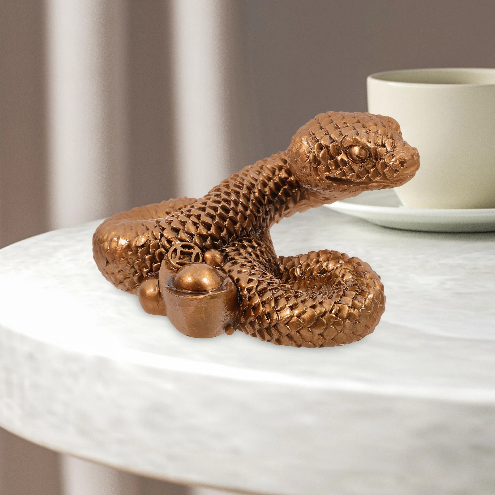 

Resin Snake Statue Decor Crafts Ingot Zodiac Model Home Office Desk Garden Decorative Ornament Elegant Snake Decor Piece