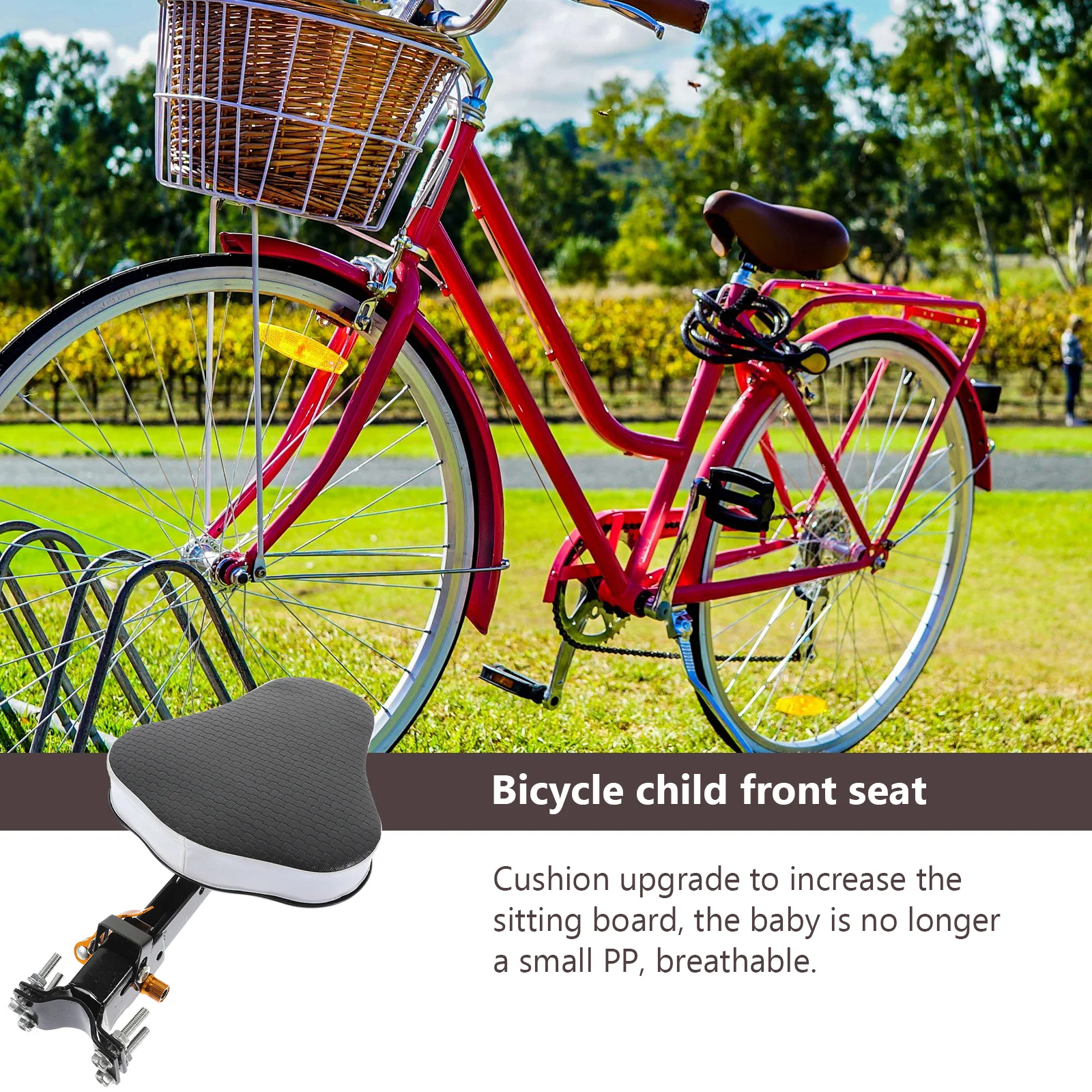 

Bike Seat Foldable Thickened Support Safety Seat For Electric Bike Front Mount Black Cycling