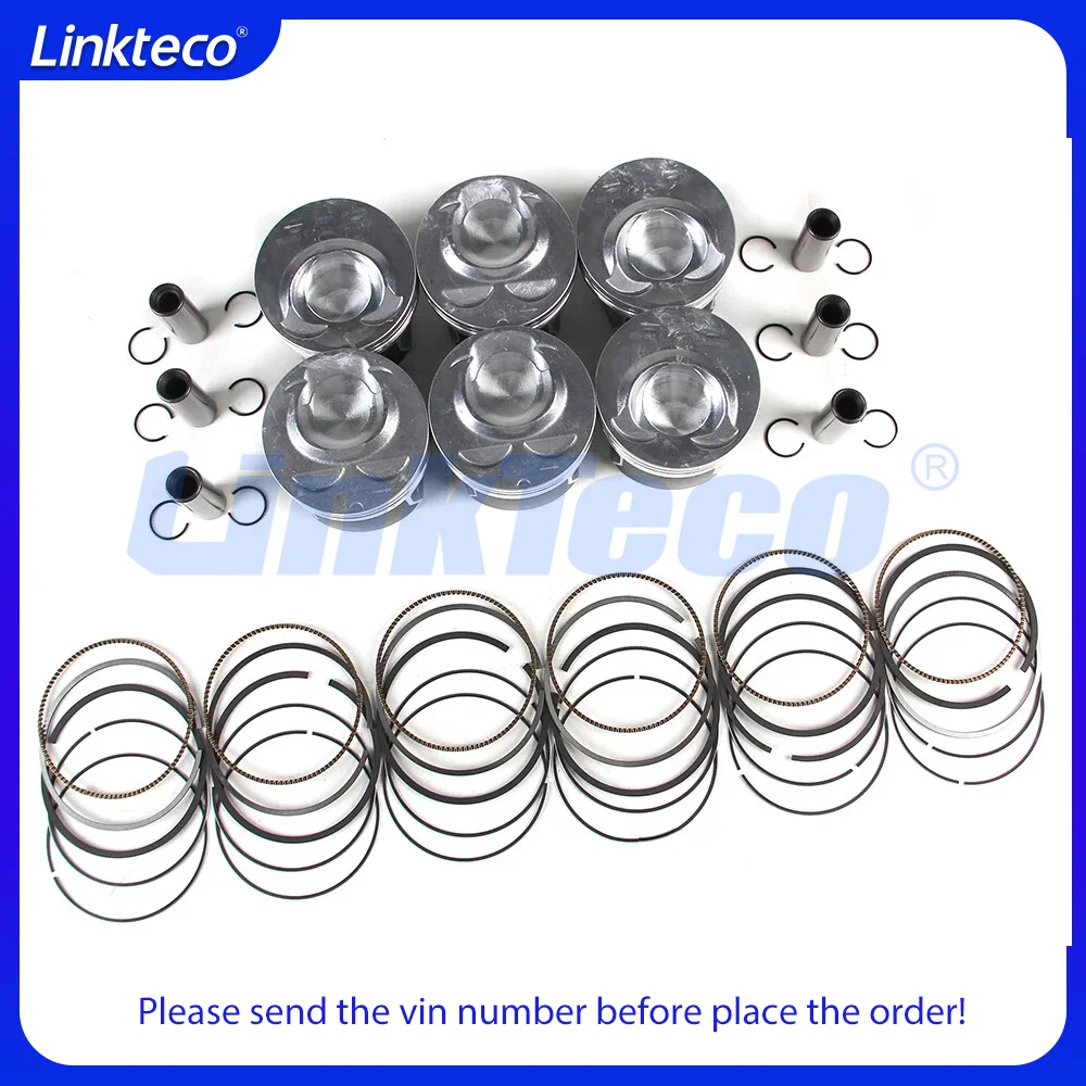 Kit de pistones y anillos de pistón de motor VR6 3.6L compatible con 3,6 L para Audi Q7 VW Passat Touareg CC Porsche 2006-2017 03H107065N 03H107066N