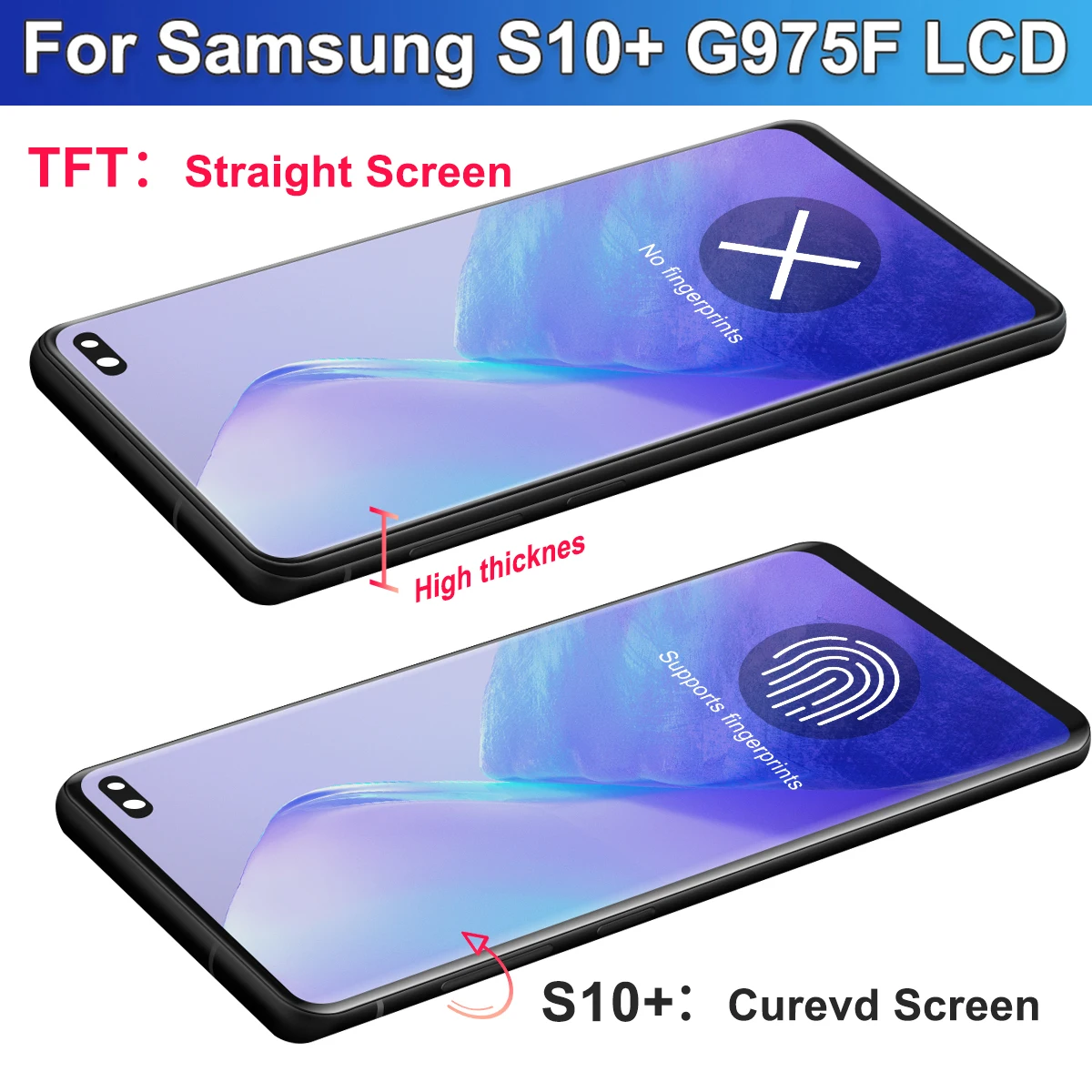 AMOLED For Pantara Samsung galaxy s10 plus display G975 SM-G975F/DS For samsung s10 plus LCD Touch Screen Replacement parts.