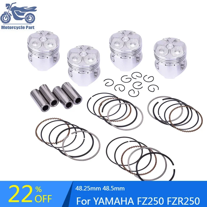 4set 48.25mm 48.5mm 0.25 0.50 Motorcycle Cylinder Engine Piston Rings For YAMAHA 1HX-11631-00 FZ250 Fazer FZ 250 FZR250 FZR 250