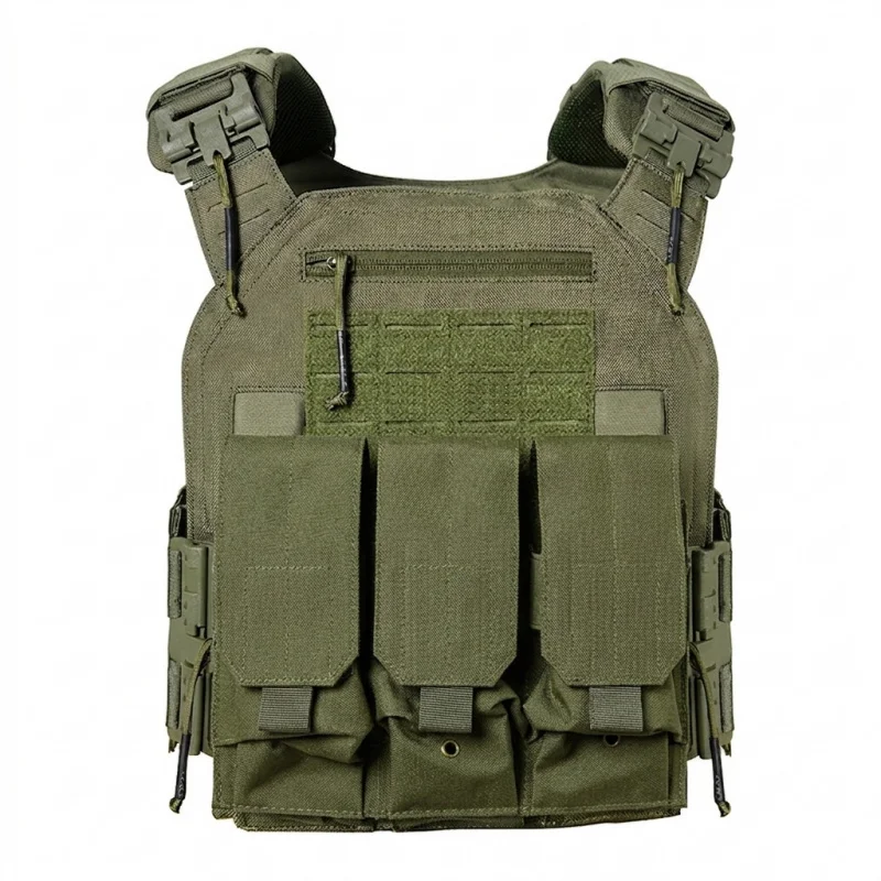 Quick Release Tactical Vest Polyester Carrier with Triple Mag Pouch Airsoft Hunting Vest for Outdoor Training Activities