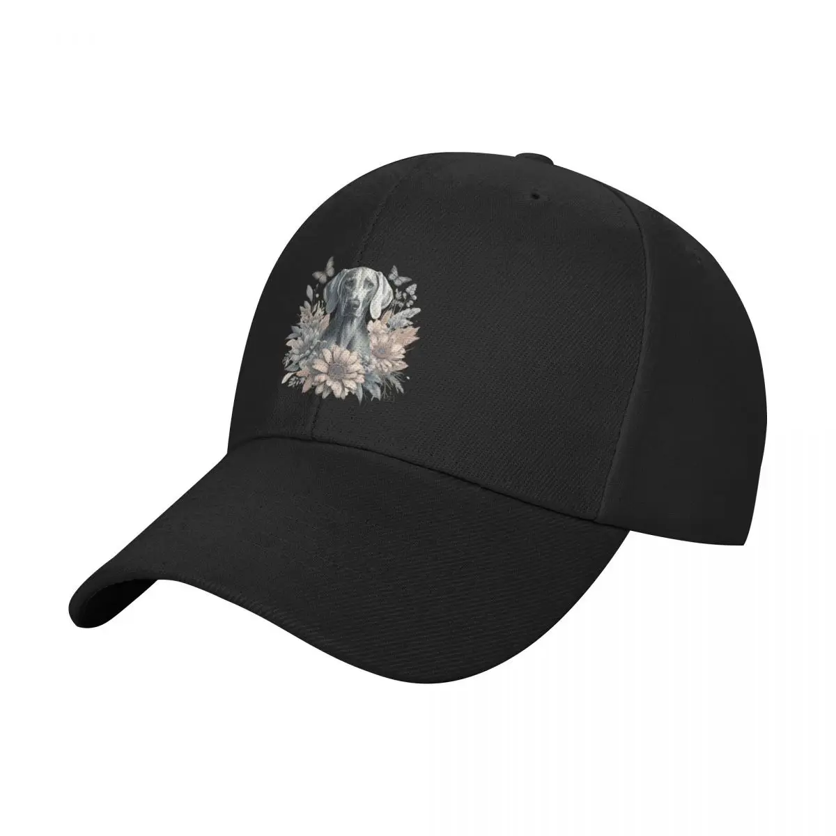 Coquette Weimaraner Floral Art with Butterflies - Design Nr. 188 Baseball Cap Snap Back Hat tea Hat Wild Ball Hat Male Women's