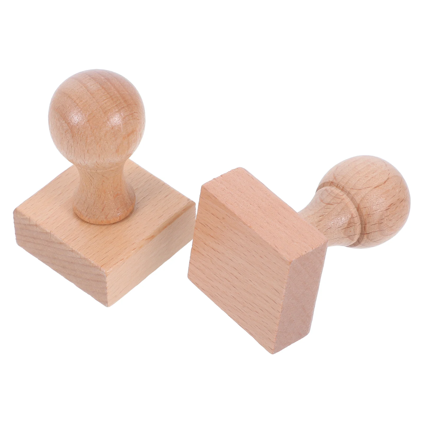 

2 Pcs Children's Seal DIY Crafting Stamp Handle Blank Scrapbooking Unfinished Wooden Office