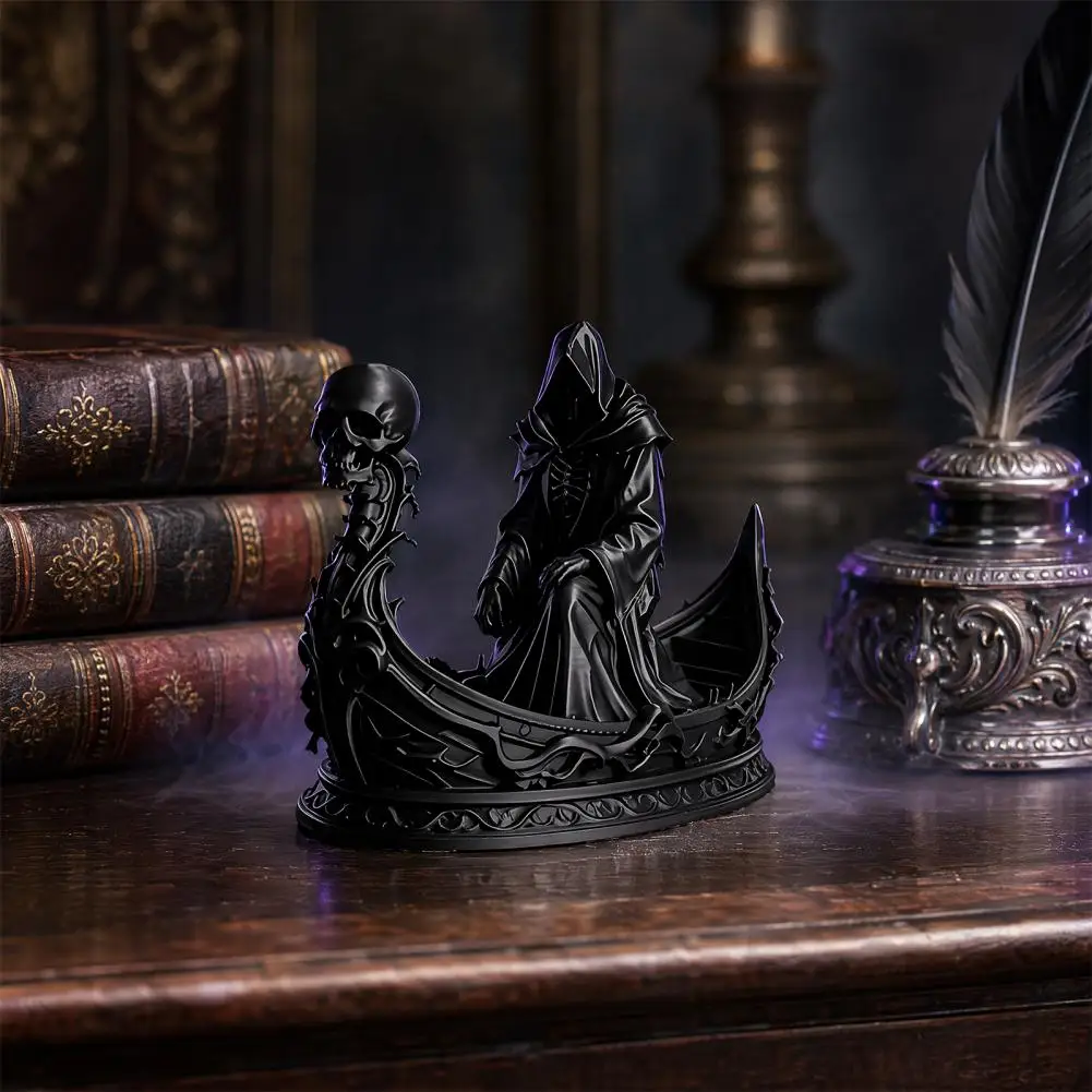 Halloween Decor 3d Printed Reaper Skull Figurine Small Desktop Boat Ornament Halloween Party Decoration Dark Collectible Decor