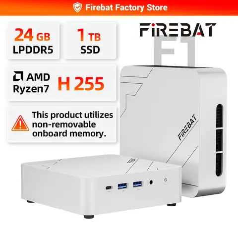 FIREBAT F1 MINI PC AMD Ryzen 7 H255 LPDDR5 24GB RAM 1TB SSD WIFI6 BT5.2 Portable Desktop MINI-PC Windows 11 Desktop Computer