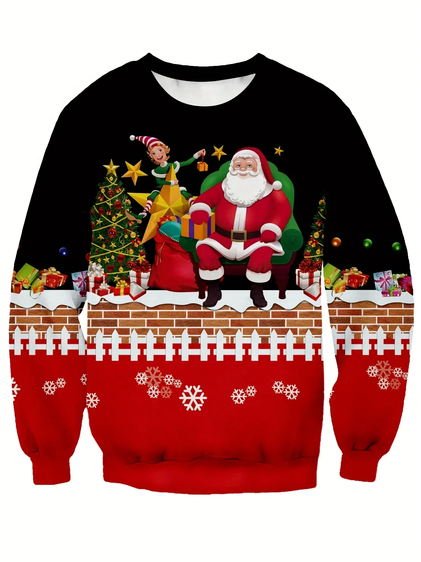 2026 Men's Christmas Reindeer 3D Printed Sweatshirt  Snowflake Holiday Design Soft Fabric Pullover Winter Casual Party Wear
