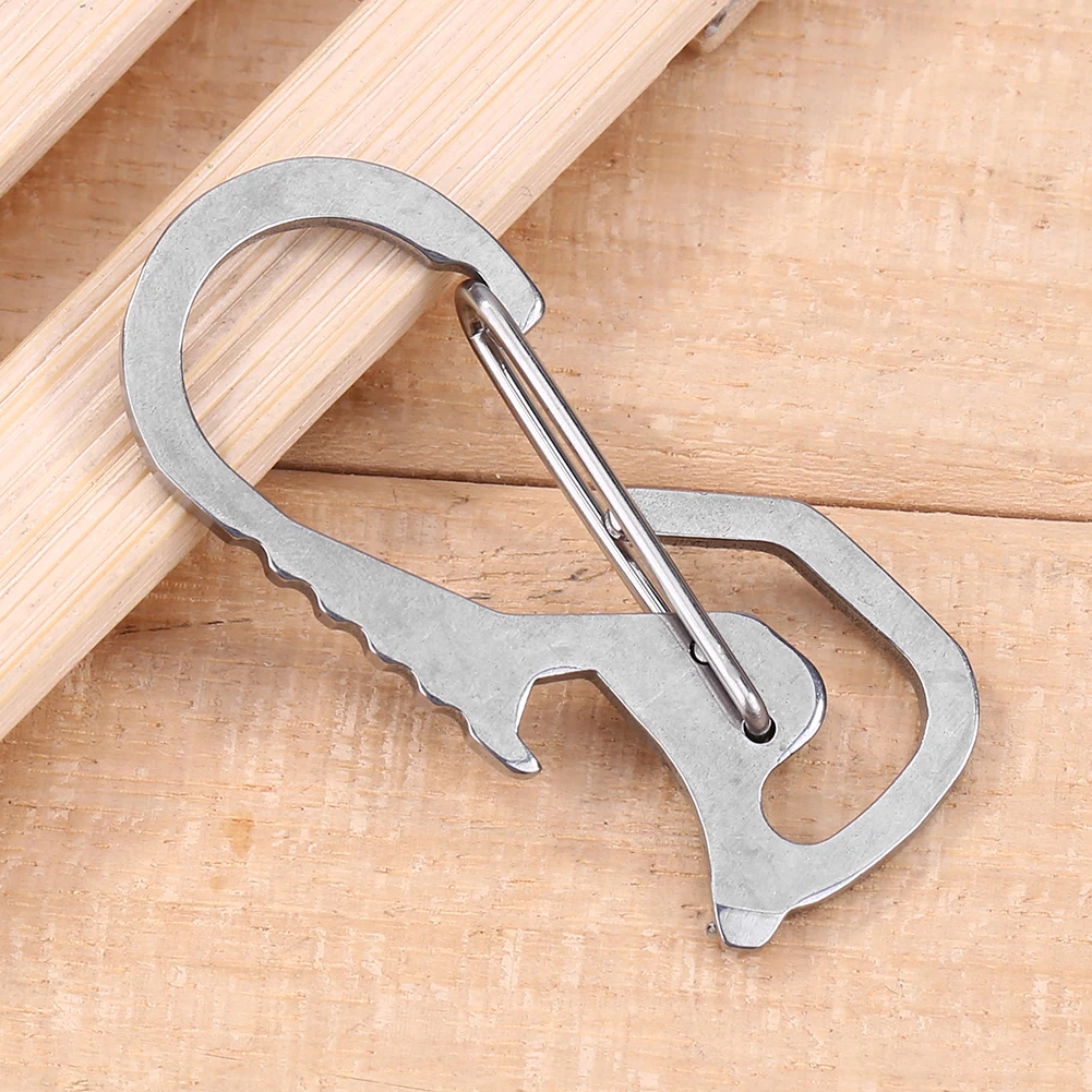 Keyring Bottle Opener Stainless Steel Pocket Keychain Carabiner Multifunctional Mountaineering Buckle Practical Hiking Equipment