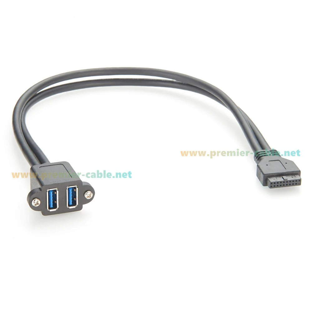 Dual-USB-3.0-A-Buchse zu Motherboard-IDC-20-Pin-Header-Kabel 5Gbps Schraubmontage für Panelmontage Internes 20-Pin-USB-3.0-zu-Typ-A-Kabel – Detail 5