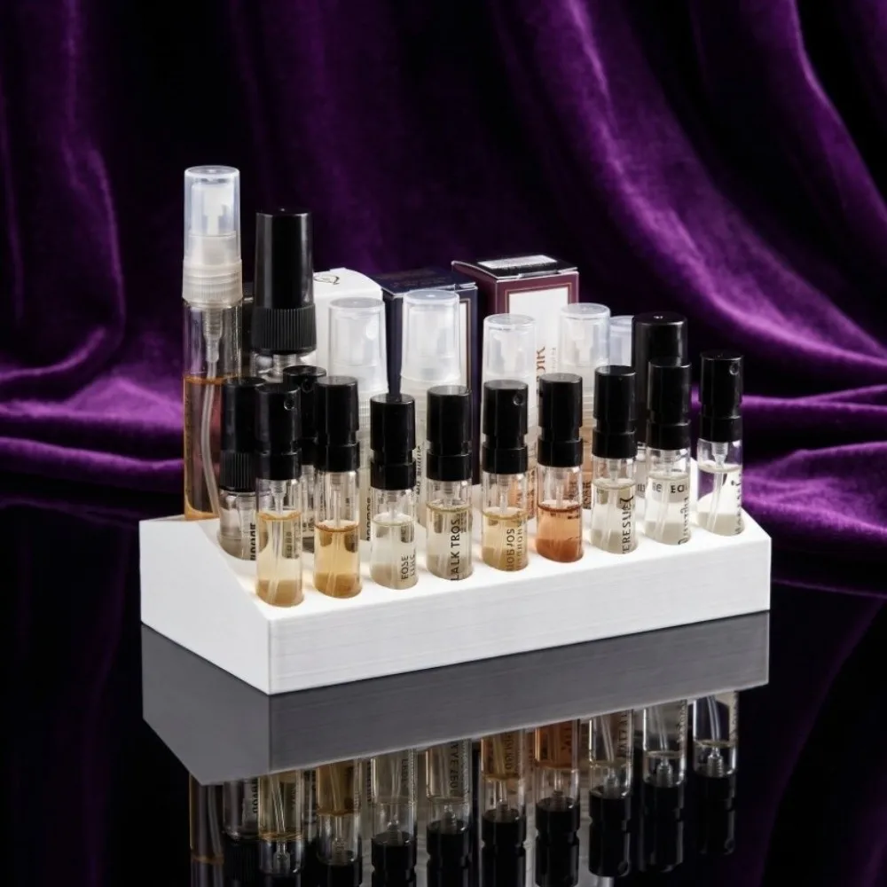 Multi-Grid Sample Holder 3D Printed Slope Design Mini Fragrance Vial Display Storage Rack Modern Minimalist