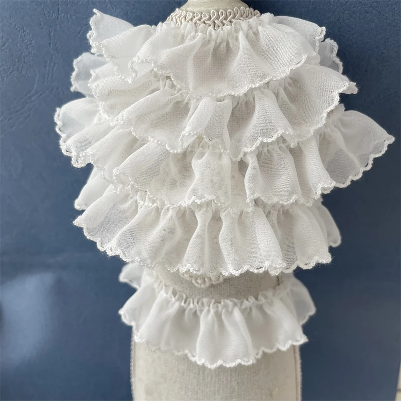 2.5CM szerokości 3D plisowane Tulle haft wzburzyć koronki wykończenia do szycia DIY suknia ślubna Fringe Bride collar rzemiosło materiał tkaniny