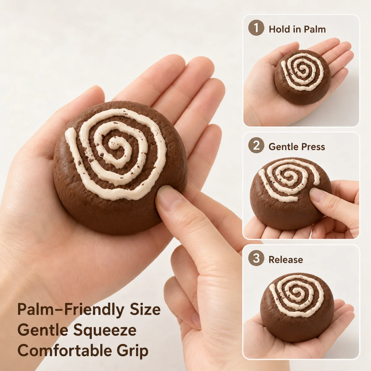 Food Grade Chocolate Spiral Swiss Roll Squishy Toy With Cream Swirl Decoration Slow Rebound Soft Squeeze Toy For Children
