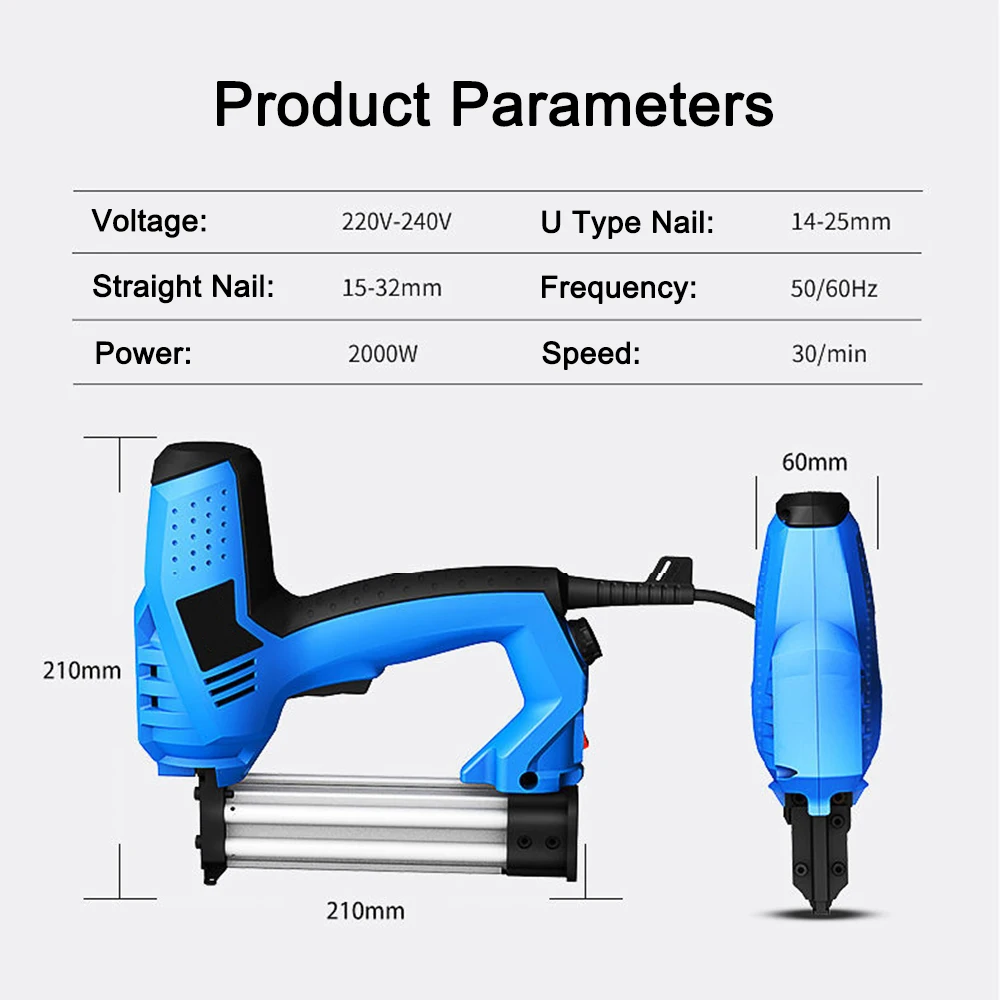 2 in 1 Universal Electric Nail Gun Shooting Nail Gun Straight Nail Gun U-shaped Nail Gun Horse Nail Gun Woodworking