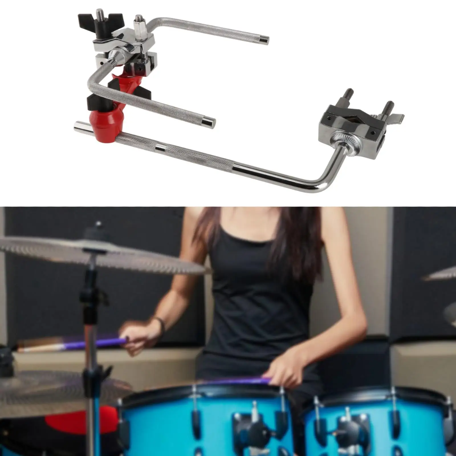 

Cymbal Extension Mount Clamp Versatile Double L Rod for Performances Drummer