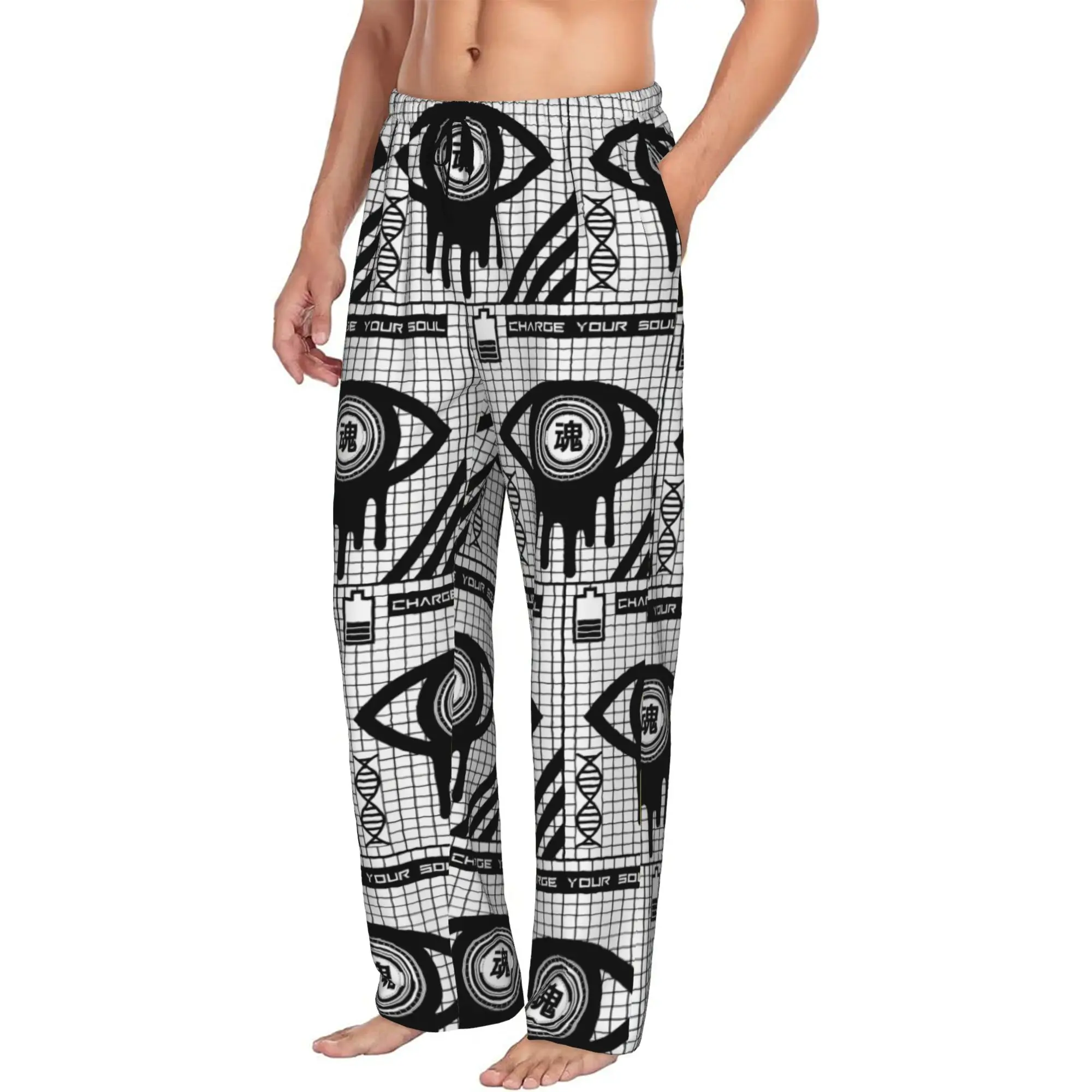 

Custom Men's Japanese Techwear Bold Color Urban Pajama Pants Printed Style Sleep Sleepwear Bottoms with Pockets