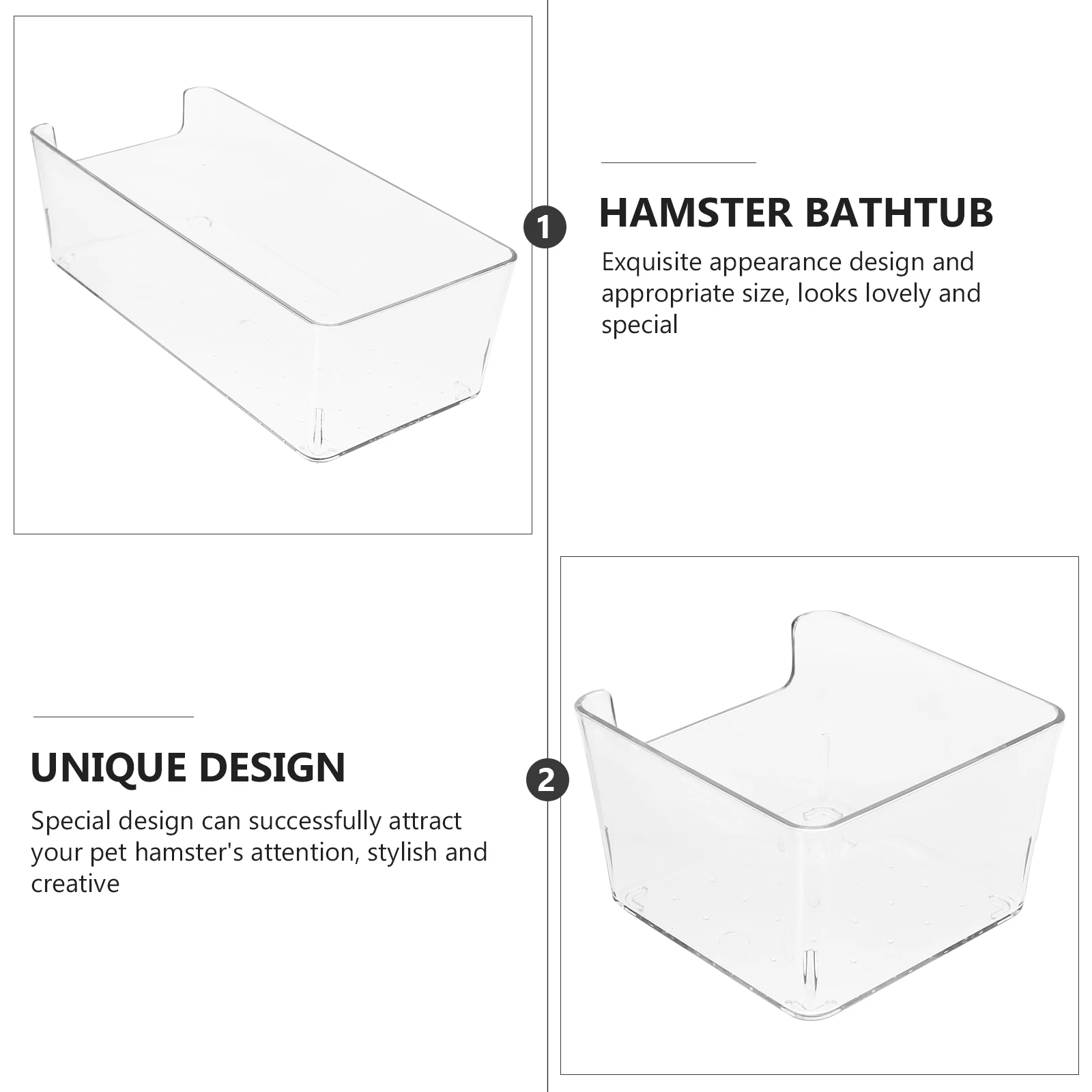 

3pcs Hamster Bathtub Pet Bath Cage Small Animal Bathing Tub Transparent Cage Bathroom Plastic Bath Room For Guinea Pig