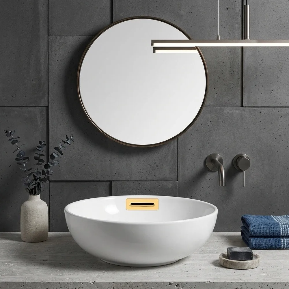 2x Brass Overflow Covers for Rectangular For Basin Sinks Designed to Fit Overflow Drain Openings in Typical Sink Designs