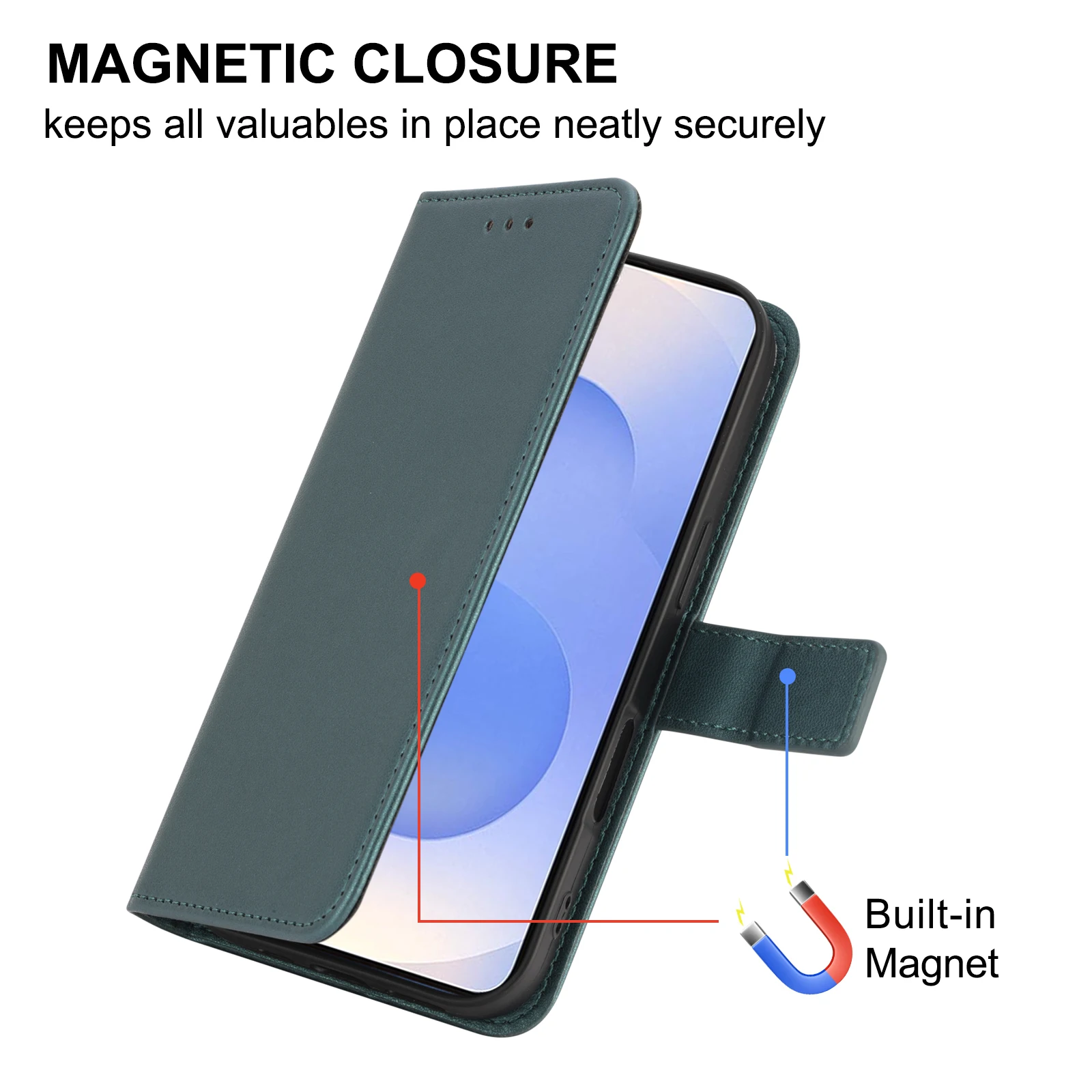 For Samsung S26 Series Protective Case S25/S24/S23/S22/S21/S20Fe Flip Wallet Protective Case with Card Slot Faux Leather Phone Case view 5