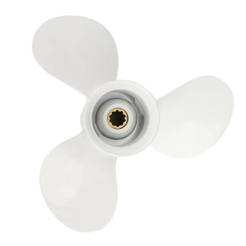 A01K-1 PCS 664-45952-00-EL 9 7/8 X 14 Aluminum Boat Outboard Propeller White Aluminum Alloy For 20-30HP