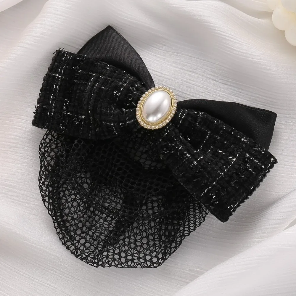 Elegant Net Bun Hair Cover Fine Mesh Black Color Bun Snood Hair Clip Loose Mesh Crochet Nurses Spring Clip Ladies Hair