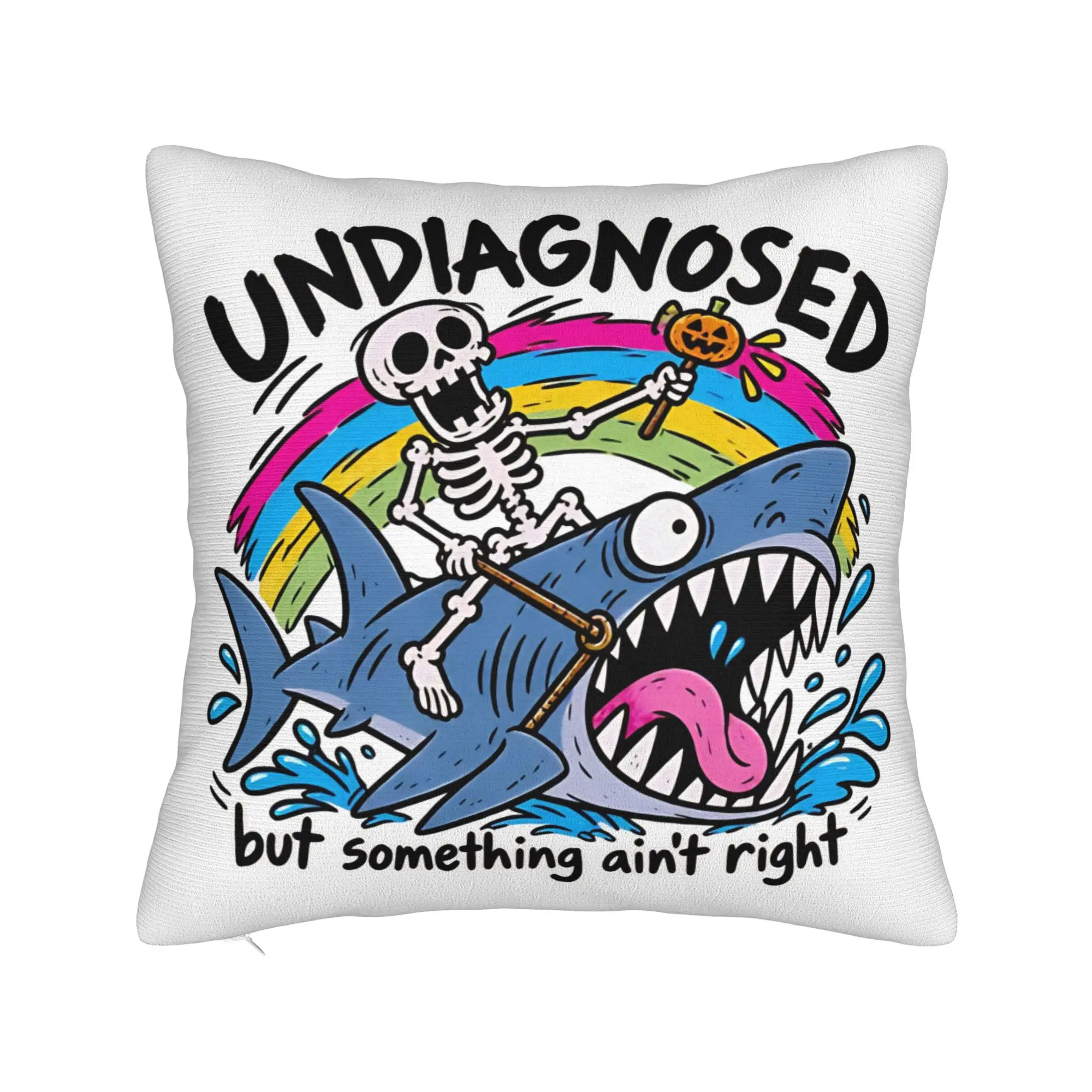 Pillow Case Undiagnosed Skeleton Shark Funny Halloween Design  Pillow Cover For Living Room Sofa Morden Pillowcases