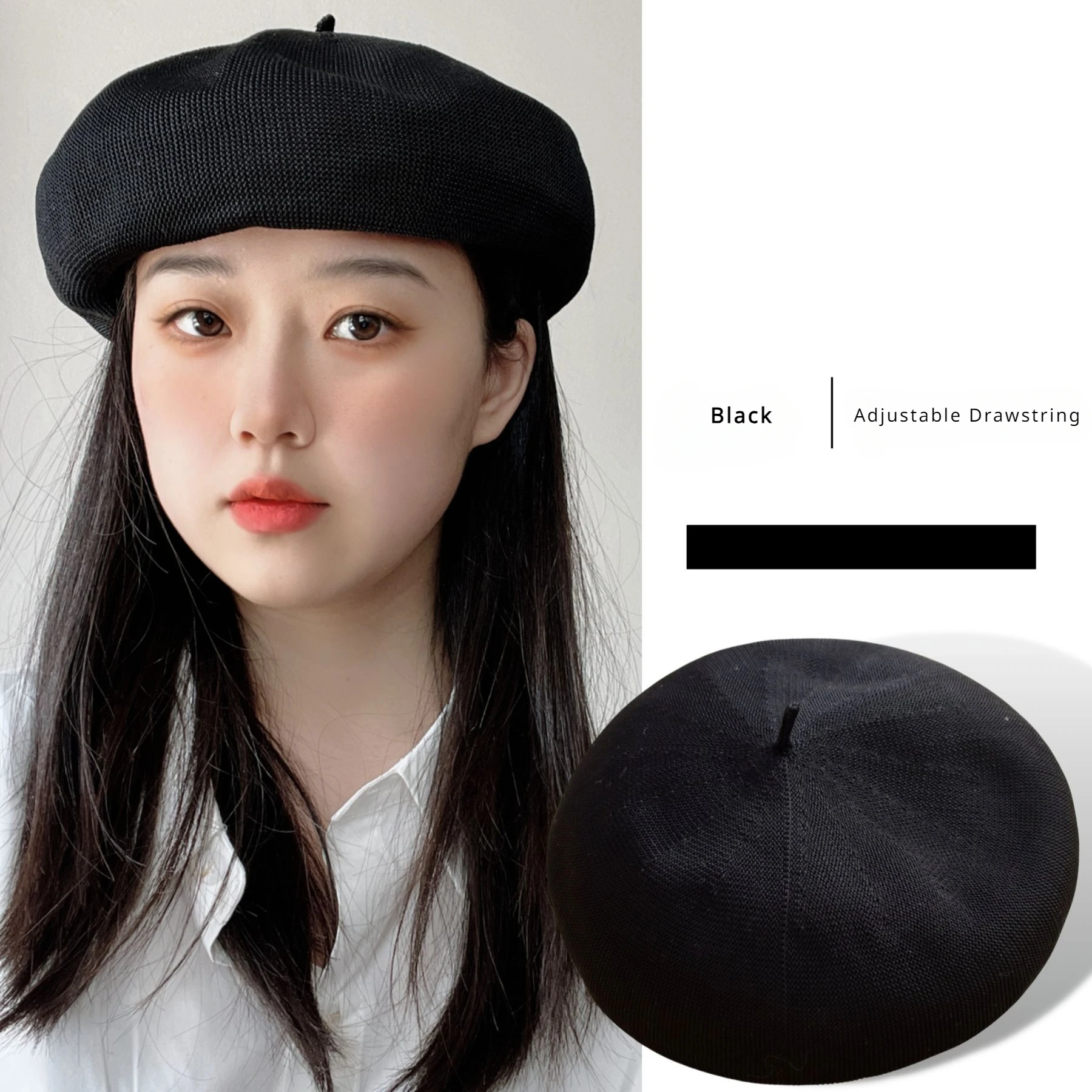 Summer Beret for Women Green Round Top Thin Ice Silk Drawstring Hat with No Brim Summer Retro Hat