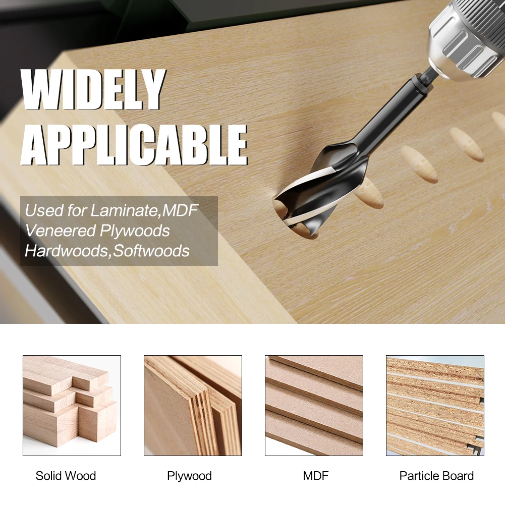 3Pcs 12-35mm Multifunction Woodworking Branch Drill Electric Wrench Wind Batch Hexagonal Handle Hole Opener Four-slot Four-edged
