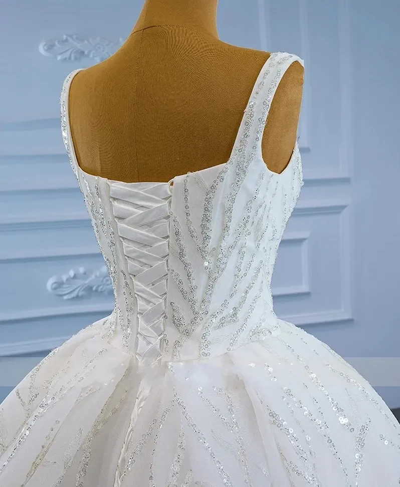 スパゲッティストラップスパンコールレースボールガウンウェディングドレス 2026 新着花嫁フォーマルローブマリアージュ Vestidos De Novia