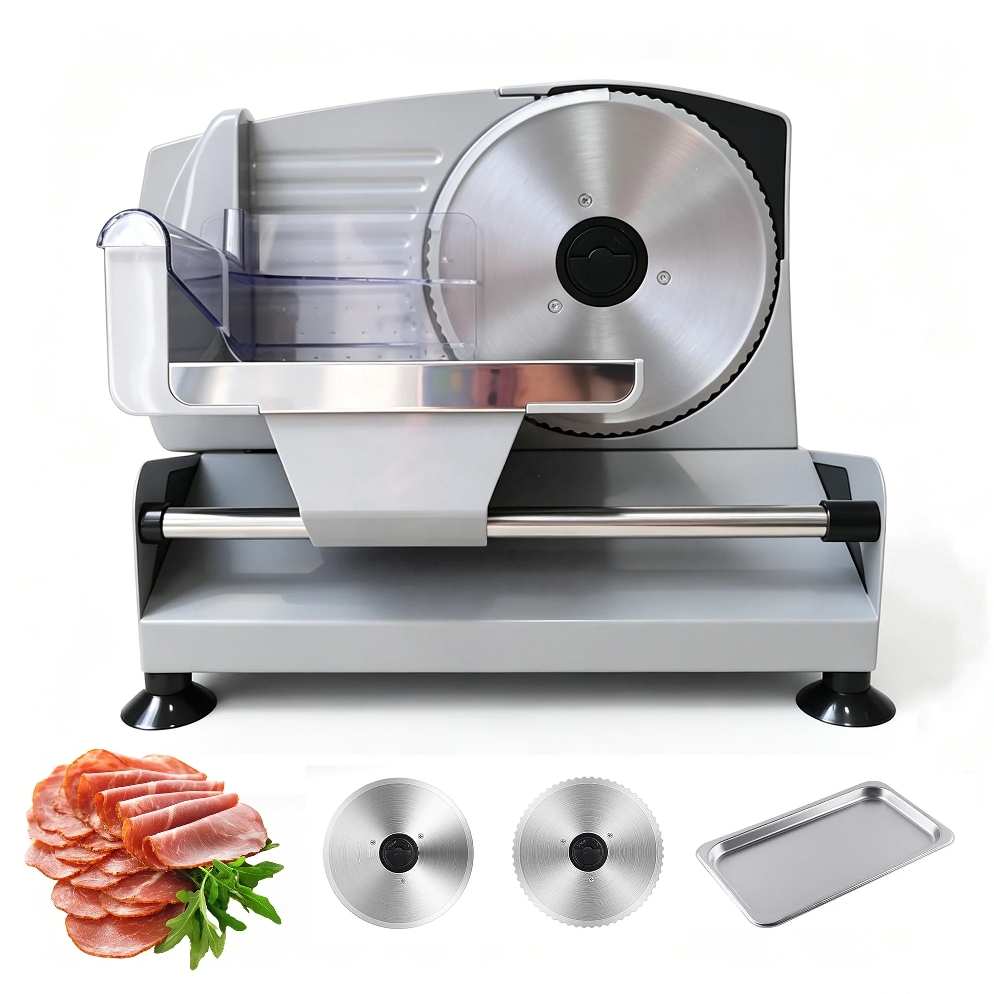 Home Restaurant Use Electric Meat Slicer 0-15mm Adjustable Thickness 200W Stainless Steel Blade for Frozen Meat Vegetables Bread