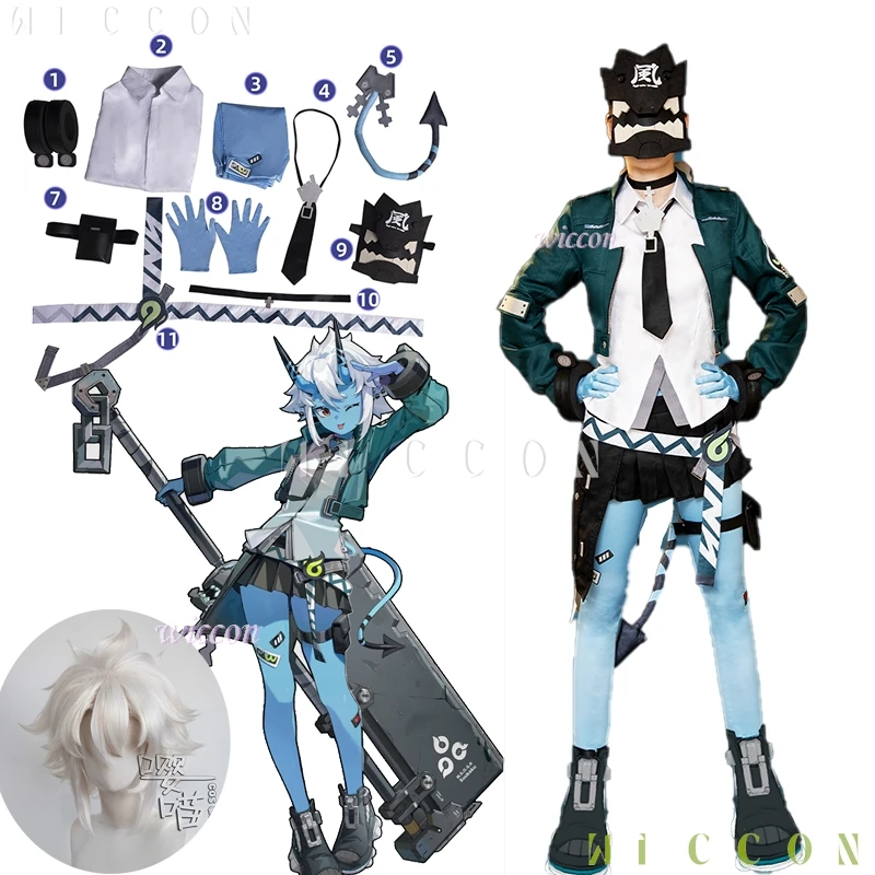 2025 وكيل Soukaku Zenless Zone Zero zzz أزياء تنكرية شعر مستعار لعبة ملابس الفتيات الزي الرسمي حفلة الهالوين شيطان باشفول