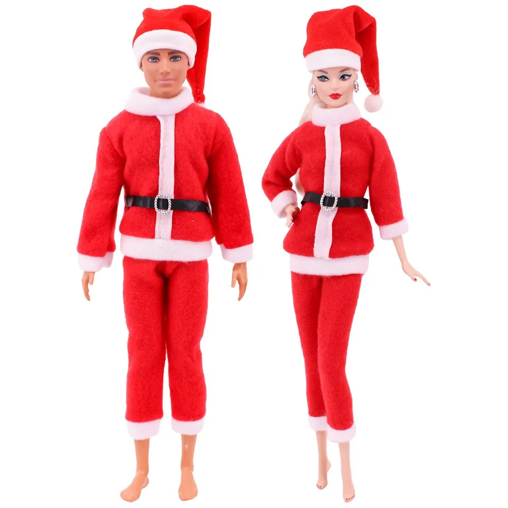 Barbies roupas boneca vestido de natal acessórios, árvore de brinquedo, conjunto de papai noel para 11.8 polegadas, 30cm ken roupas, presente de