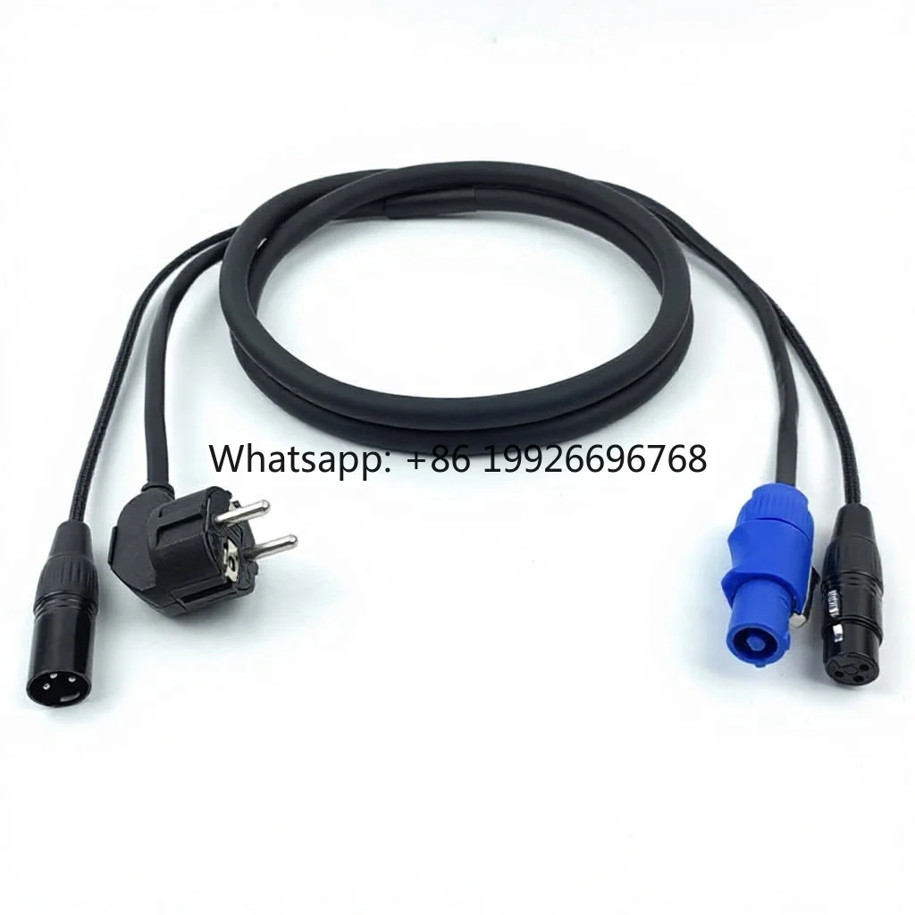 Stage Lighting Beam 3x25 2.5mm Square Euro-standard Power Cord Blue Plug/DMX512 Signal Cable Cannon Cable