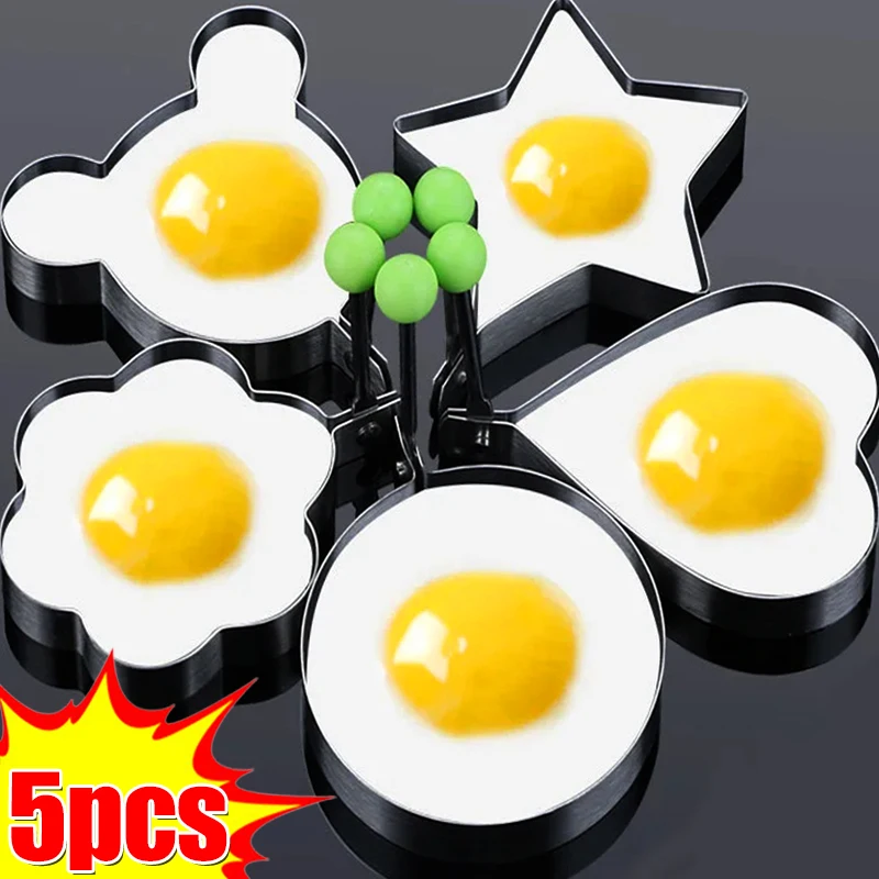 Stainless Steel 5Style Fried Egg Pancake Shaper Omelette Mold Mould Frying Egg Cooking Tools Kitchen Accessories Gadget Rings