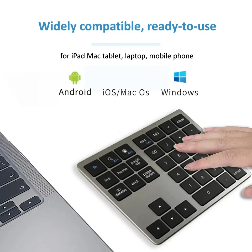 MRSVI 2.4G Wireless Bluetooth Number Pad Ultra-thin Remote Connection Numpad Numeric Keypad for IOS Window Digital Keyboard