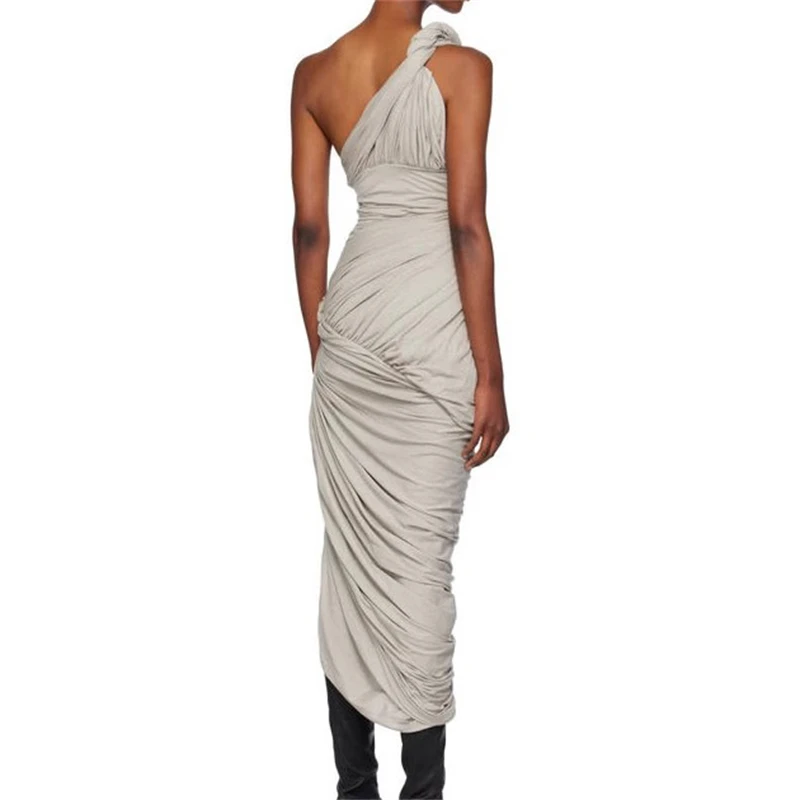 The new summer women's off-the-shoulder structure drape and slim dress y2k is a high-quality fashionable and sexy casual dress