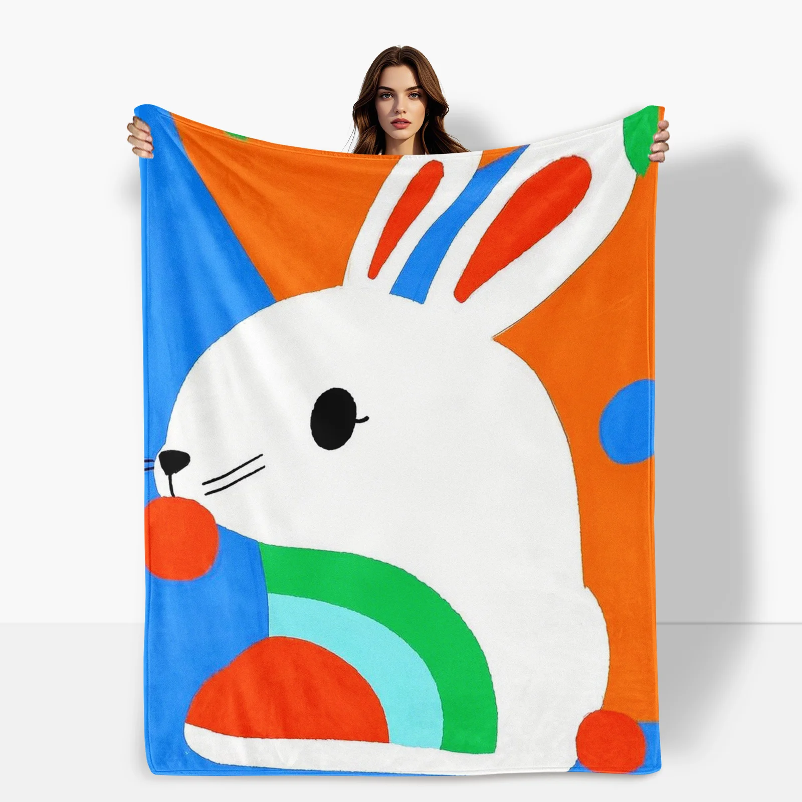 Modern And Artistic Colorful Geometric Rabbit Blanket, Adds A Touch Of Elegance And Warmth To Your Home Effortlessly