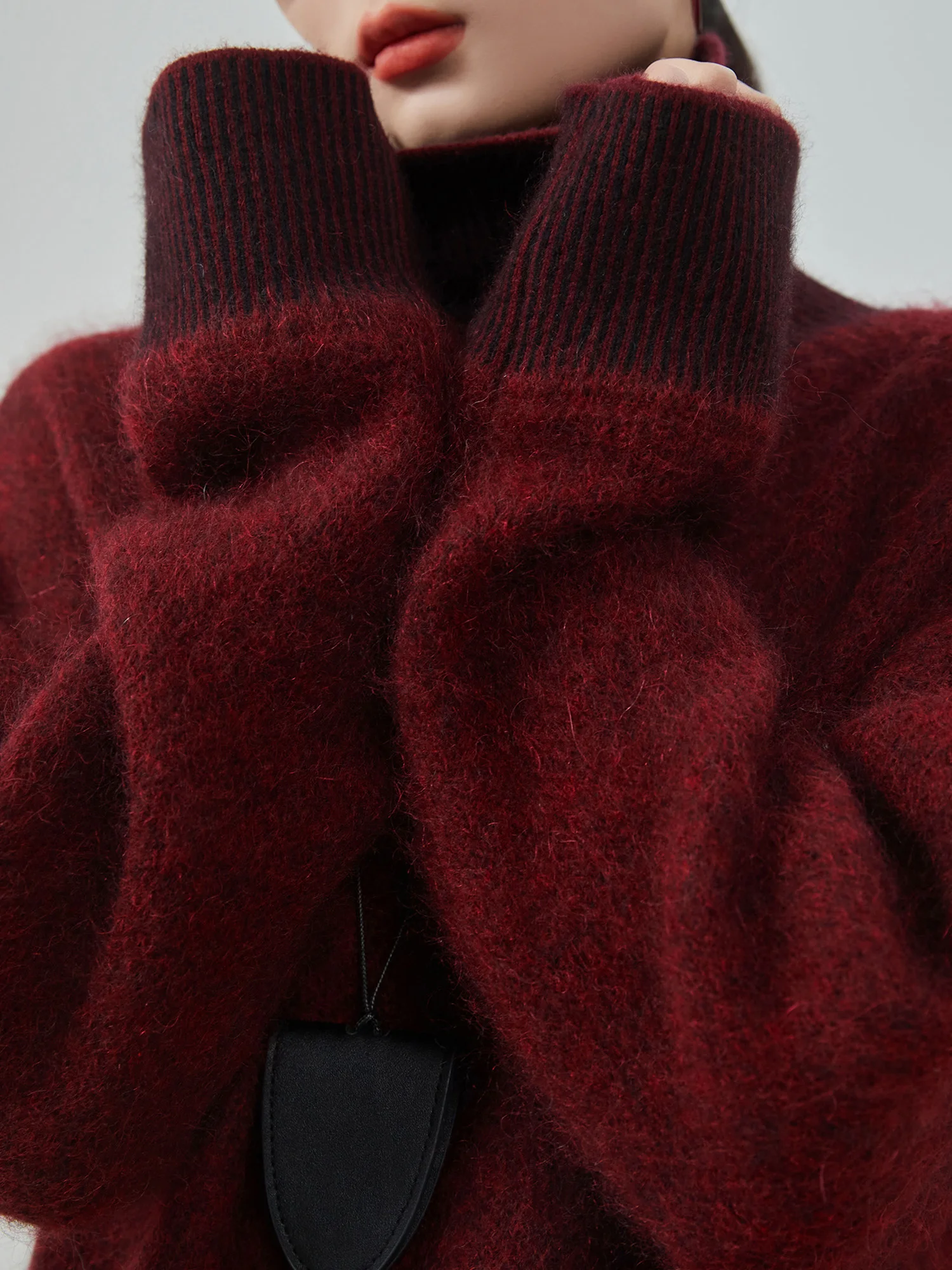 

Red Retro Thi Warm Soft Women's Knitted Sweater Winter New Sle Cozy Fluffy Long Sve High Collar Knitwear for Commuting