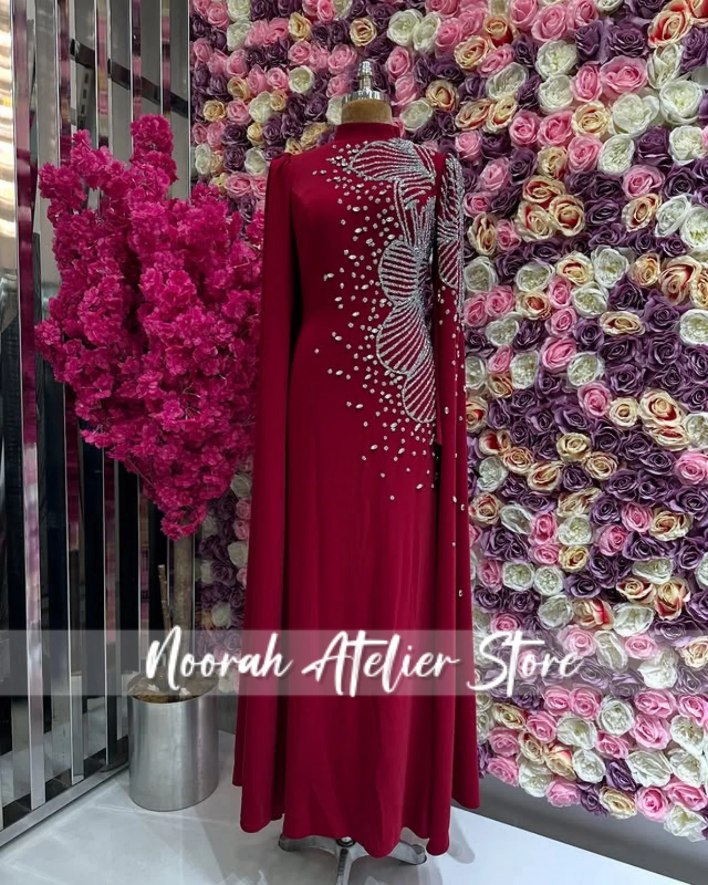 Black Muslim H N Long Sleeves Luxury women's Evening Dresses 2025 Beaded Wedding Gown Saudi Arabia Long Dress Customized