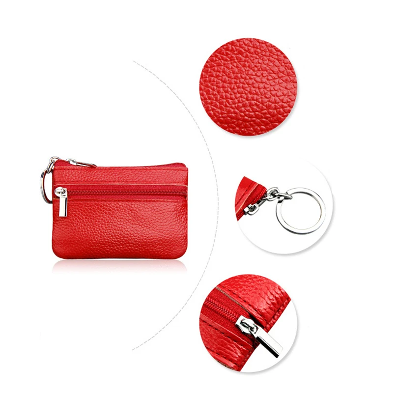 New Women\'s Genuine Leather Coin Purse Female Wallets Custom Gifts Girls Zipper Coin Purses Children Storage Pocket Bags Pouch