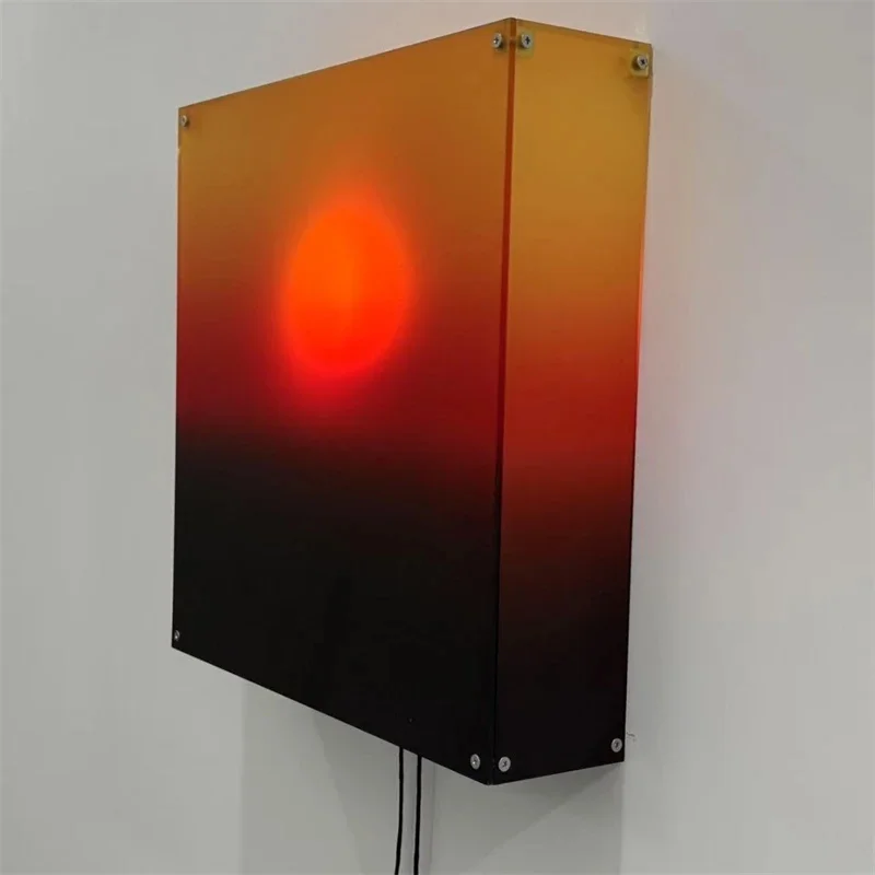 Creative Sun Following Auto Moving Gradient Acrylic Square LED Sunset Wall Lamp For Bedroom Living Room Home Decor Birthday Gift