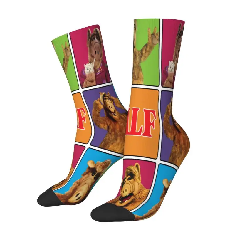 Alien Life Form ALF Meme Collage Dress Socks Men Women Warm Fashion Novelty Sci Fi TV Show Crew Socks