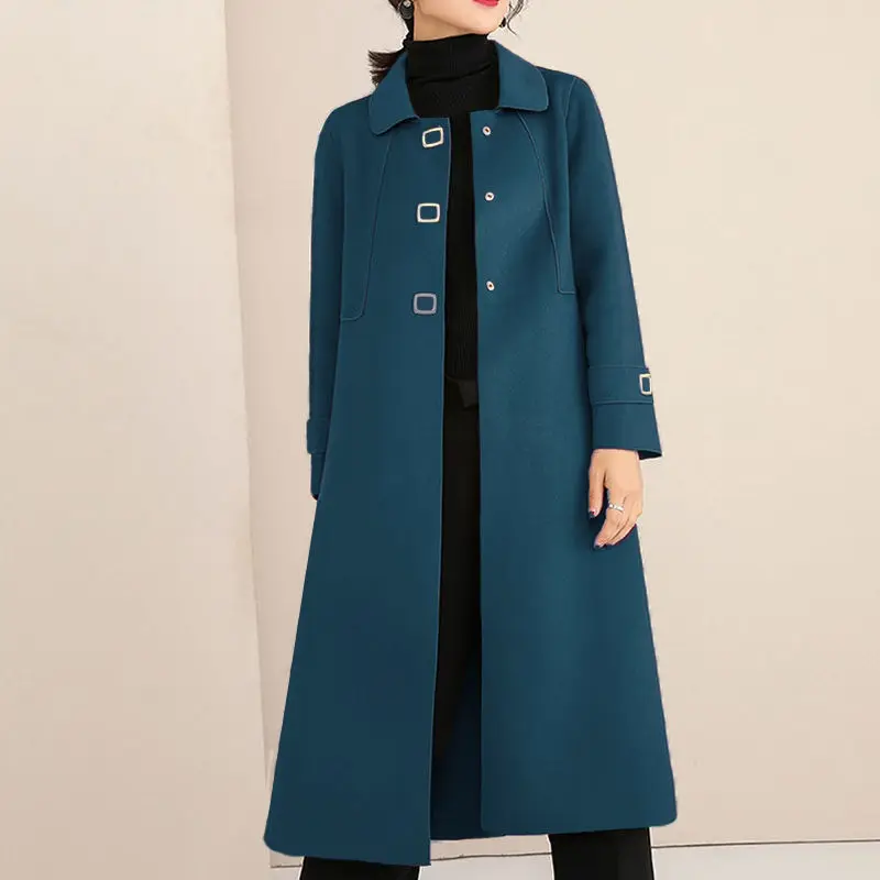 

2023 Double-Faced Woolen Goods Coat Women's Costume Slim-Fit Cashmere Tops High-Grade Chic Outerwear Winter Wool Jackets Female